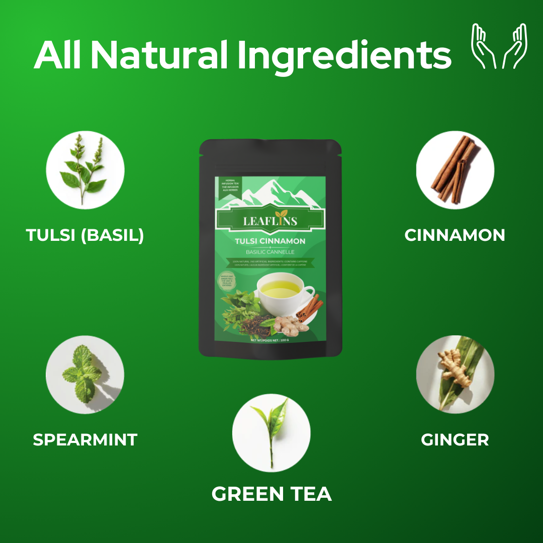 Tulsi Cinnamon Green Tea, 100g Loose Leaf (50+Cups)