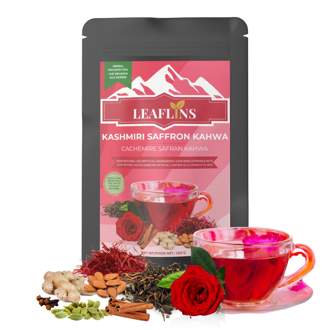 Kashmiri Saffron Kahwa Green Tea, Loose Leaf Tea (100g | 50+Cups)