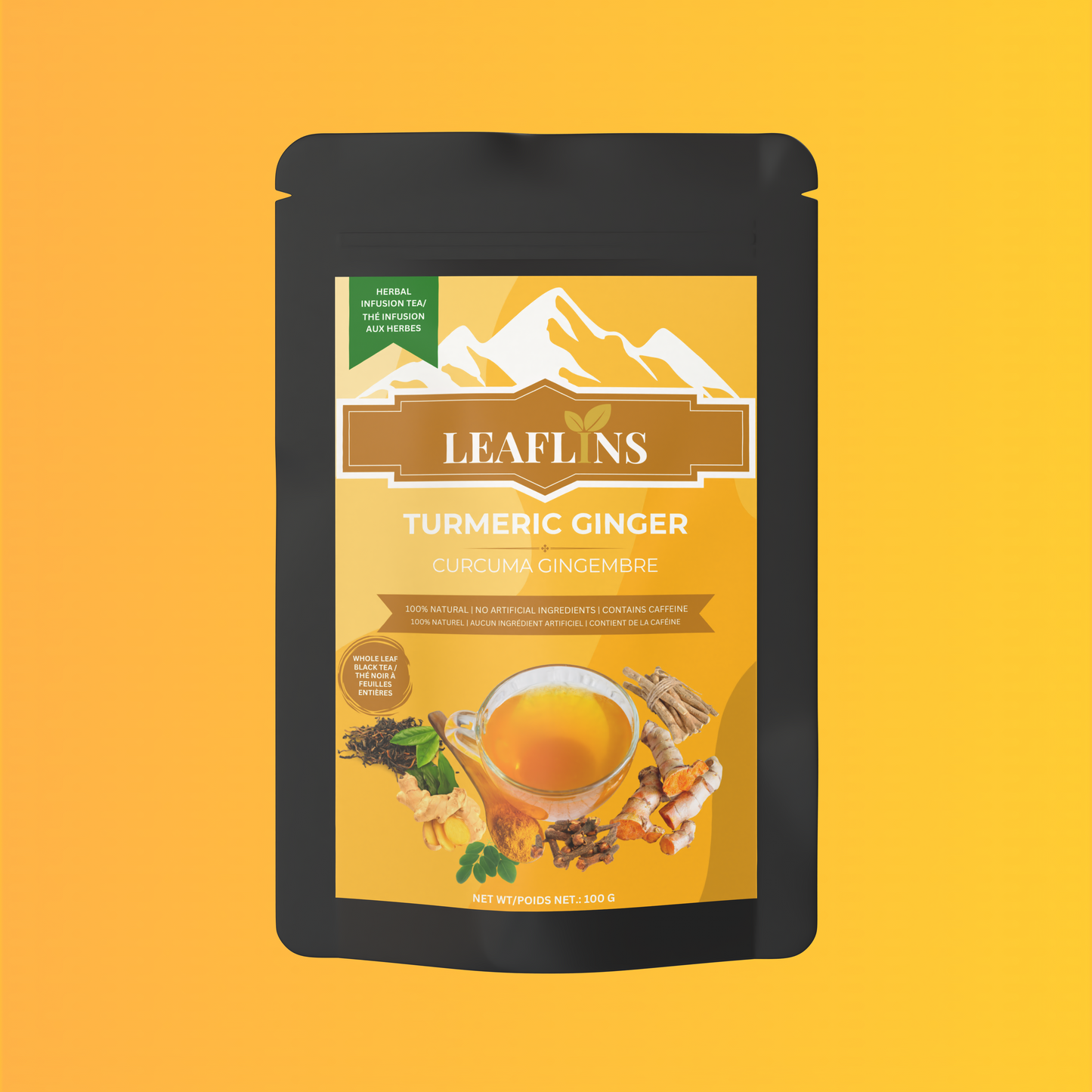 Turmeric Ginger Black Tea, 100g Loose Leaf (50+Cups)