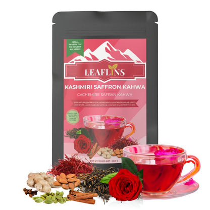 Kashmiri Saffron Kahwa Green Tea, Loose Leaf Tea (100g | 50+Cups)