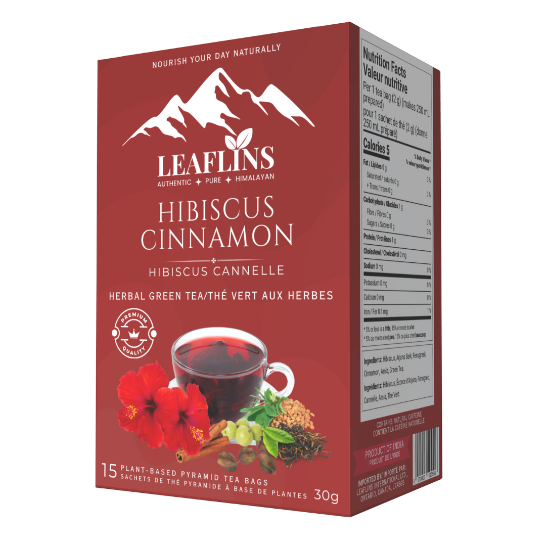 Hibiscus Cinnamon Green Tea, 15 Pyramid Tea Bags (Pack of 2 | 30 Cups)