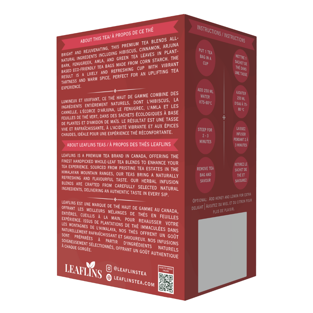 Hibiscus Cinnamon Green Tea, 15 Pyramid Tea Bags (Pack of 2 | 30 Cups)