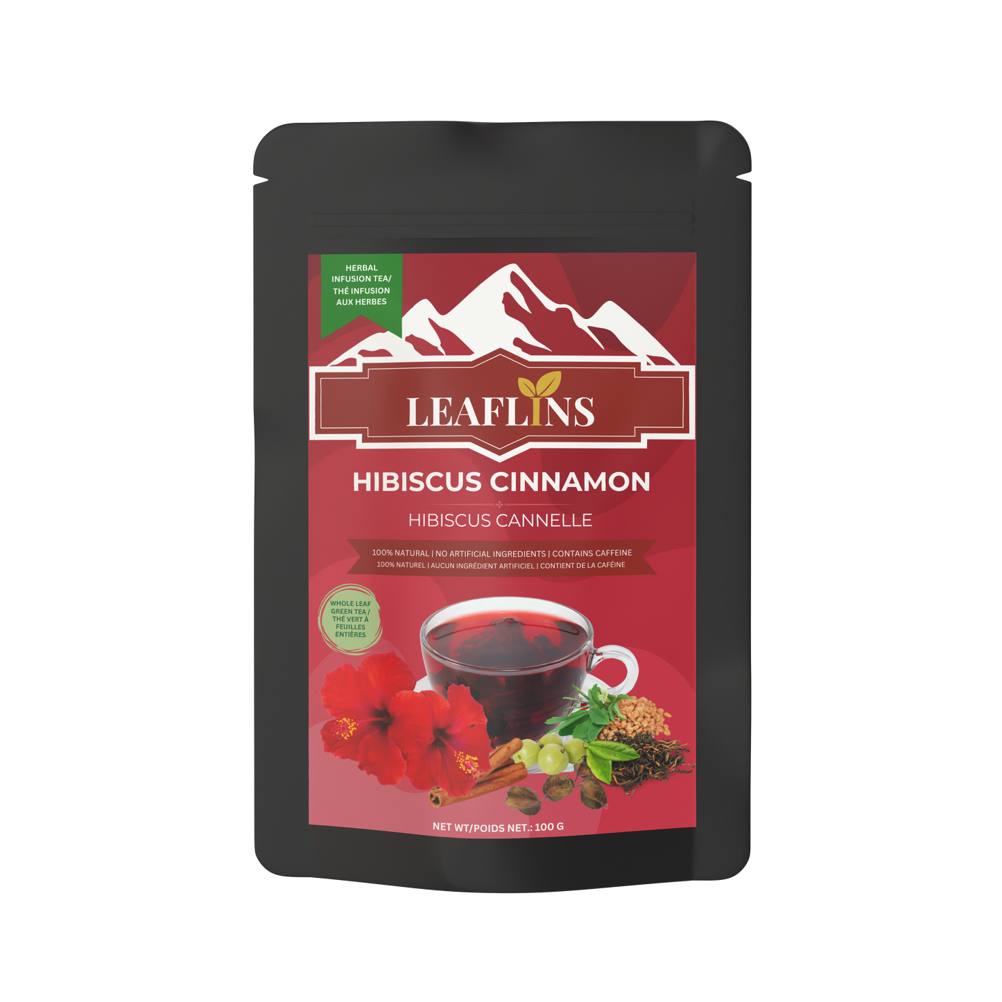 Hibiscus Cinnamon Green Tea, Loose Leaf Tea (100g | 50 Cups)