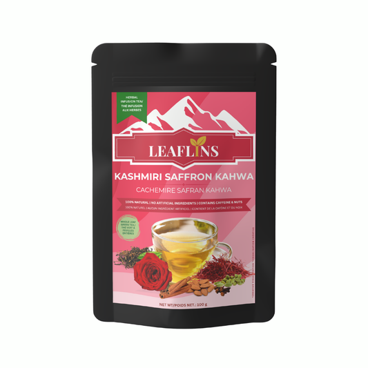 Kashmiri Saffron Kahwa Green Tea, Loose Leaf Tea (100g | 50 Cups)