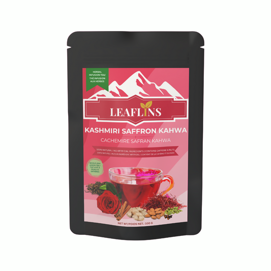 Kashmiri Saffron Kahwa Green Tea, Loose Leaf Tea (100g | 50 Cups)