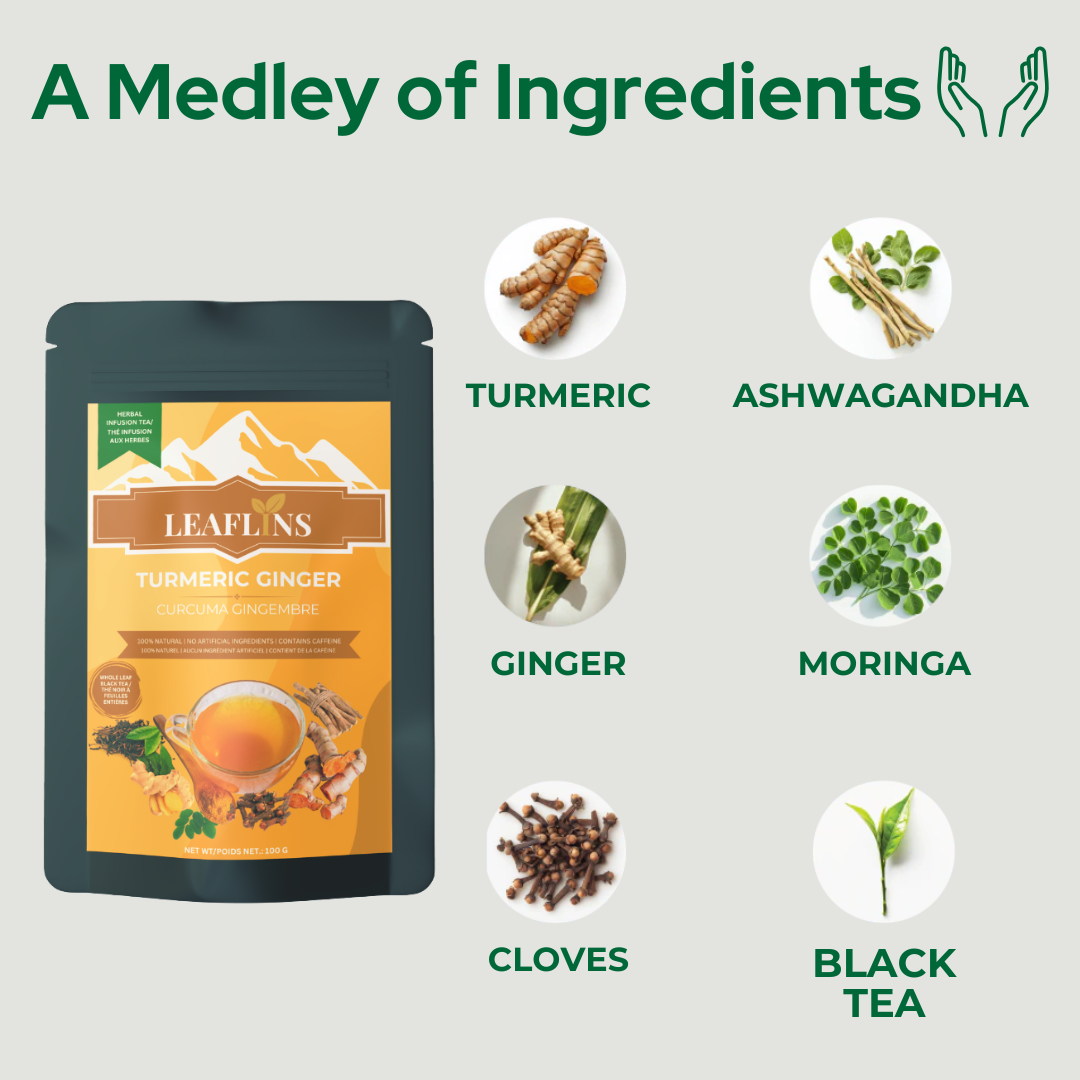 Turmeric Ginger Black Tea, Loose Leaf Tea (100g | 50+Cups)
