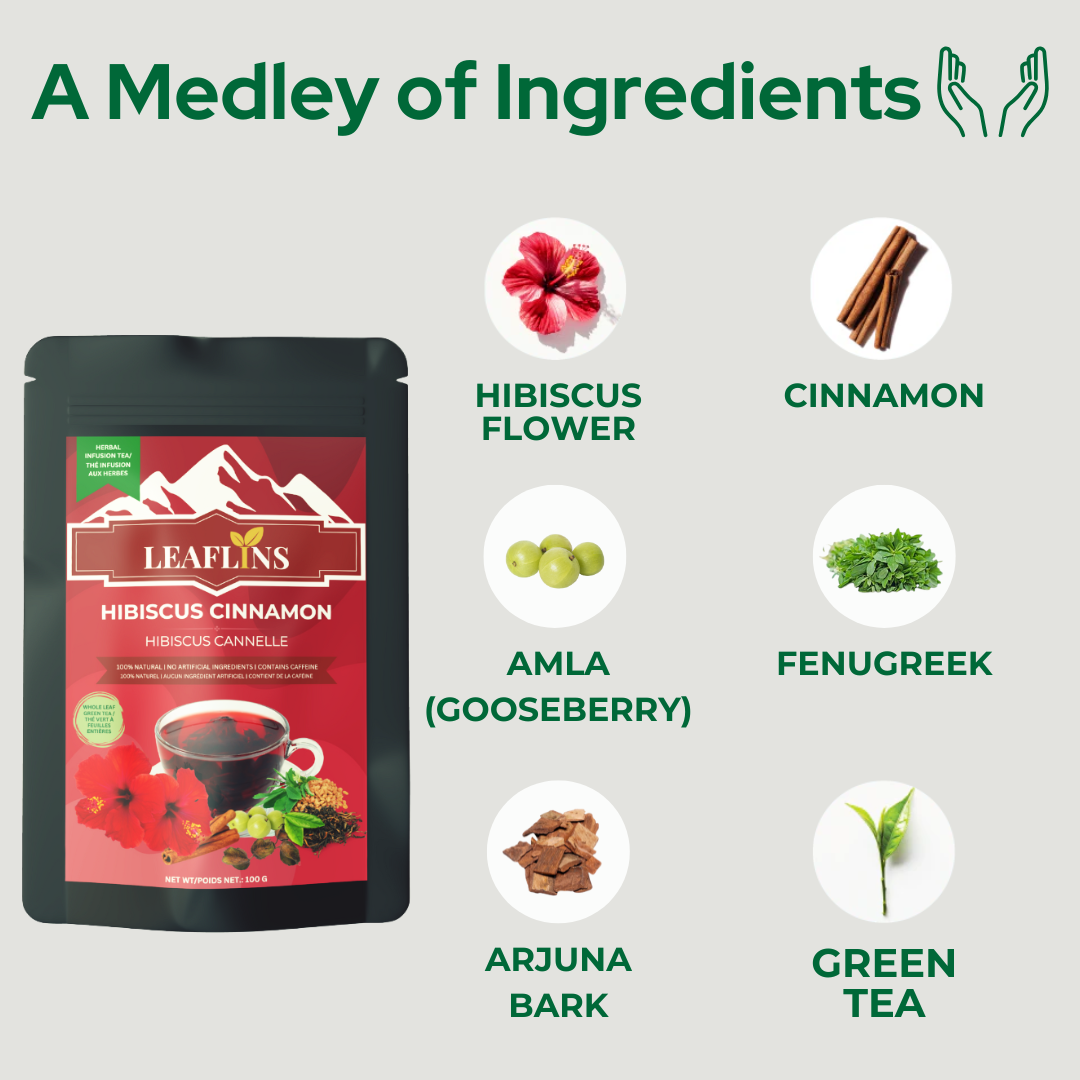 Hibiscus Cinnamon Green Tea, Loose Leaf Tea (100g | 50+Cups)