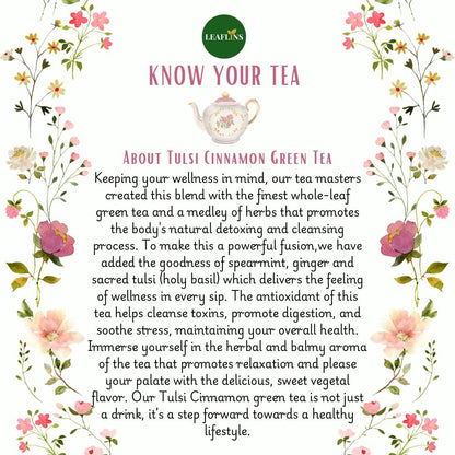 Tulsi Cinnamon Green Tea, 100g Loose Leaf (50+Cups)