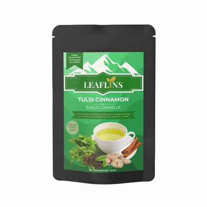 Tulsi Cinnamon Green Tea, Loose Leaf Tea (100g | 50 Cups) Leaflins Tea